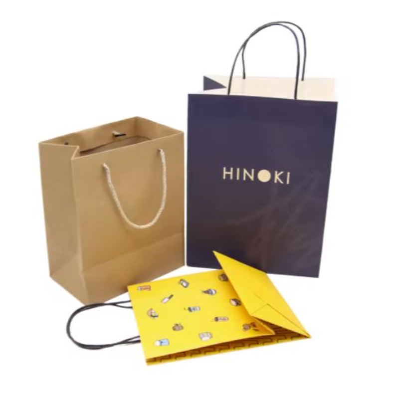 Přizpůsobené tištěné logo Kraft Paper Paper Balení taška dárkové řemeslanakupování biologicky rozložitelný papírový sáček s držadlem